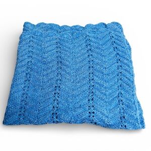 Afghan Blanket Throw Blue Approx. 33”x 41” Handmade